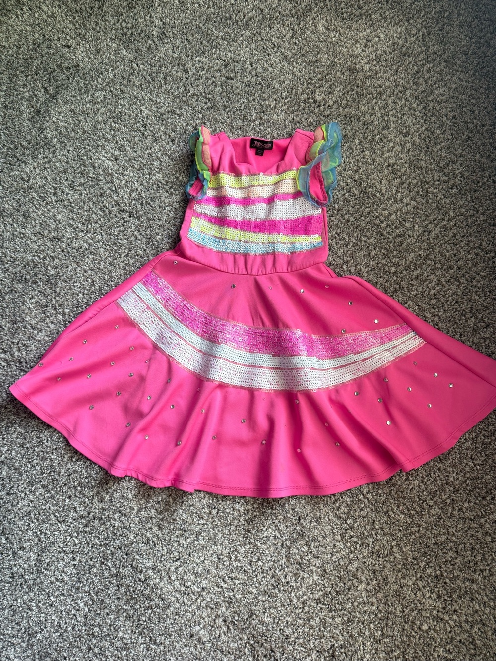 Kids Hot Pink Sparkle Ruffle Costume Dress